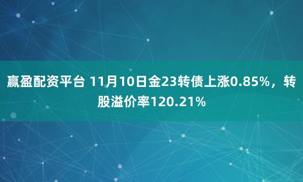 赢盈配资平台 11月10日金23转债上涨0.85%，转股溢价率120.21%